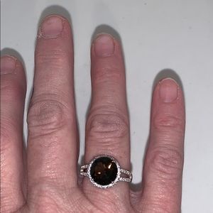 Sterling Silver Smoky Gemstone/Sapphire Ring